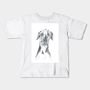 Harlequin Great Dane portrait Kids T-Shirt